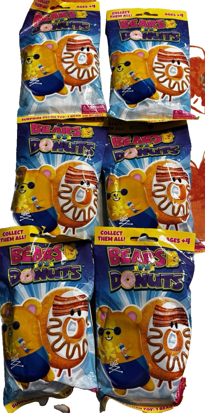 Bears VS Donuts Blind Pack - Surprise Plush Toy - Lot of 6 - Brand New/Sealed